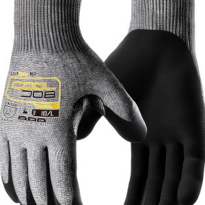 COOLJOB ANSI A5 Cut Resistant Gloves Grey XLarge Nitrile Dipped-0