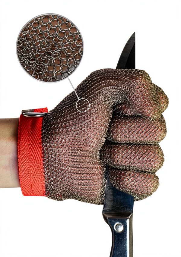 JZD stainless steel cutting resistant gloves 304 wire 5‑finger XL‑S-5