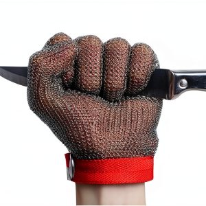 JZD stainless steel cutting resistant gloves 304 wire 5‑finger XL‑S-0