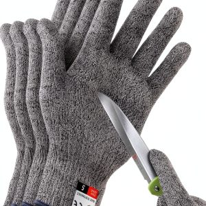 Cut Resistant Gloves THOMEN 4-Pack Medium Grey Level 5 Kitchen Gloves-0