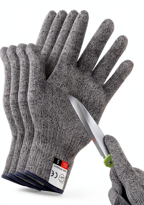 Cut Resistant Gloves THOMEN 4-Pack Medium Grey Level 5 Kitchen Gloves-0