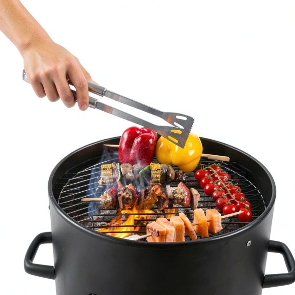 Outvita Vertical 18.8 Inch Steel Charcoal Smoker, Heavy Duty 3-in-1-3
